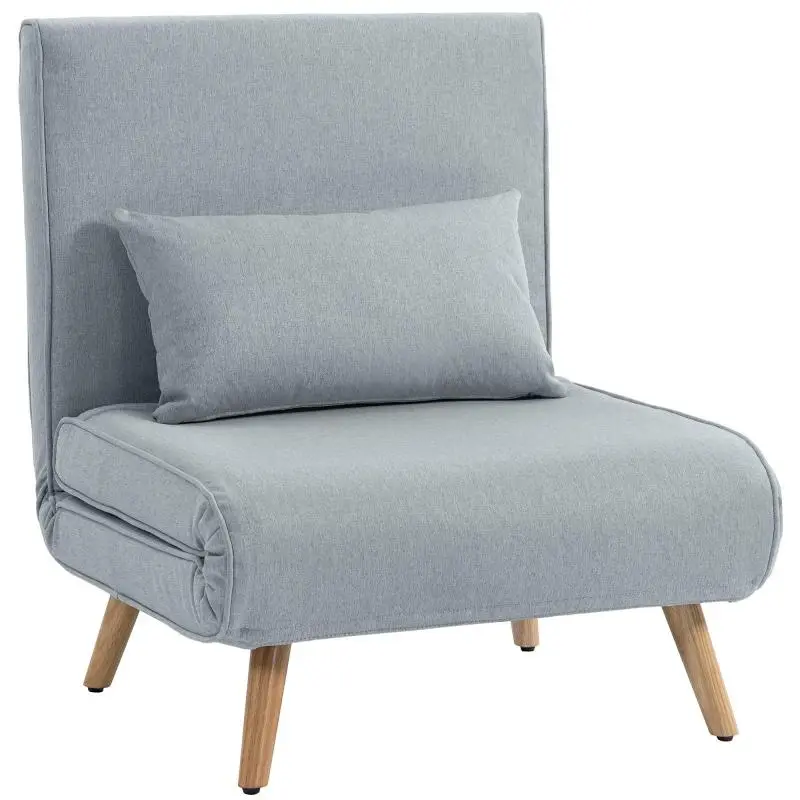 Convertible Fabric Armchair Bed with 5-Position Backrest