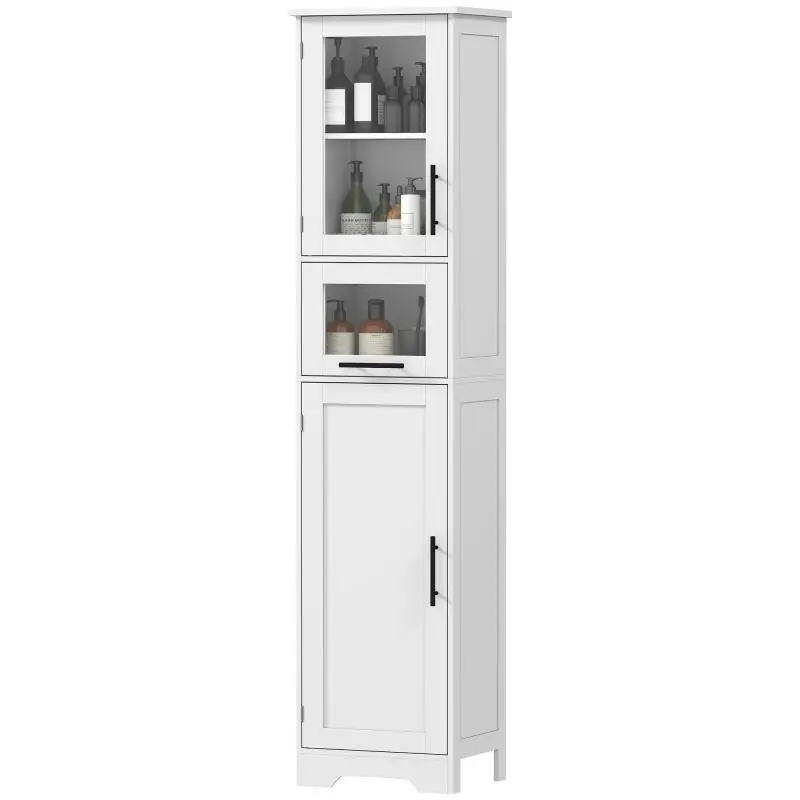 Bathroom Tall Cabinet with Drawer and 2 Doors