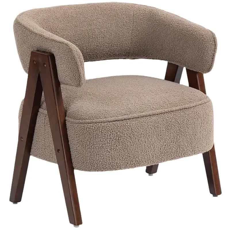 Bouclé Lounge Chair, Wide Seat, White