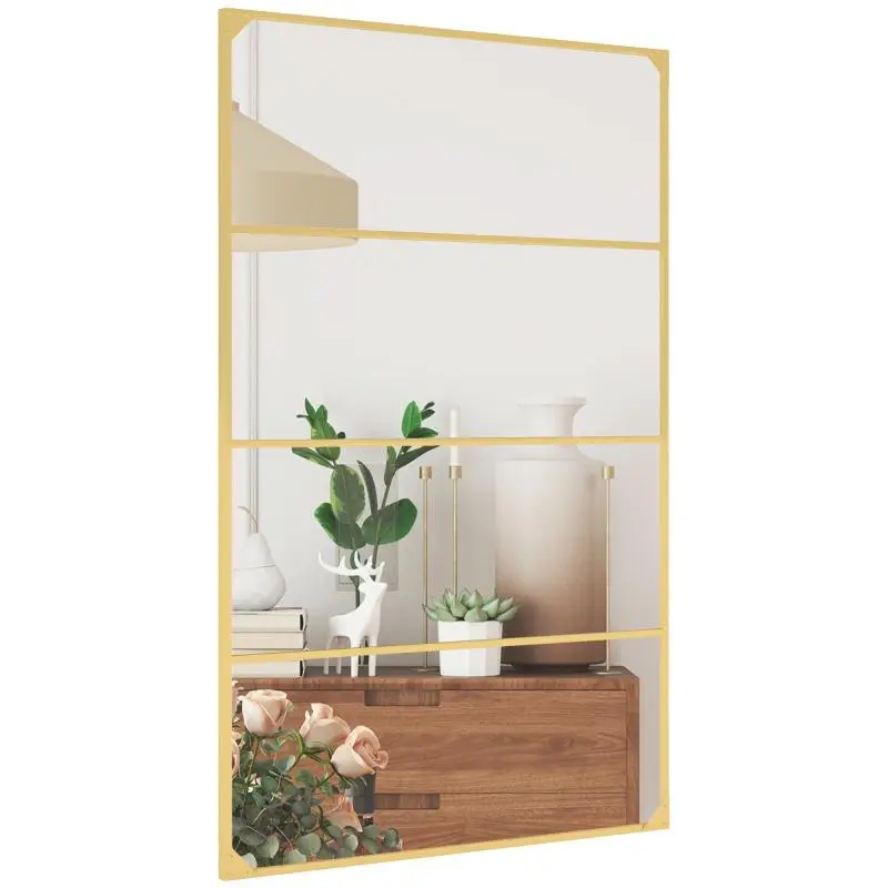 Rectangular Wall Mirror with Gold Metal Frame, 109 cm