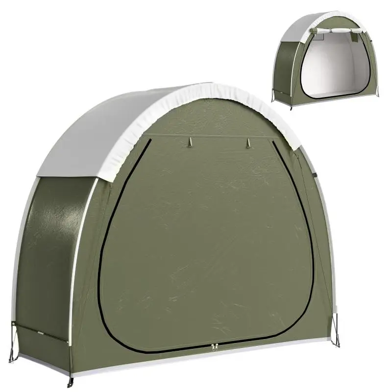 Portable Waterproof Bike Tent for 2 Bikes, Green