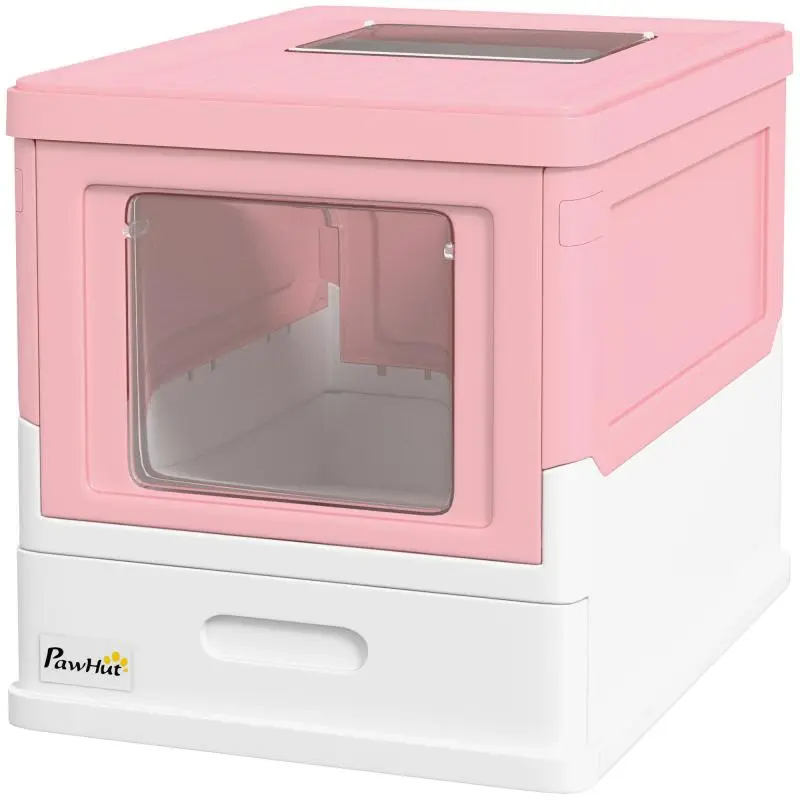 Foldable Cat Litter Box with Top Entry and Scoop