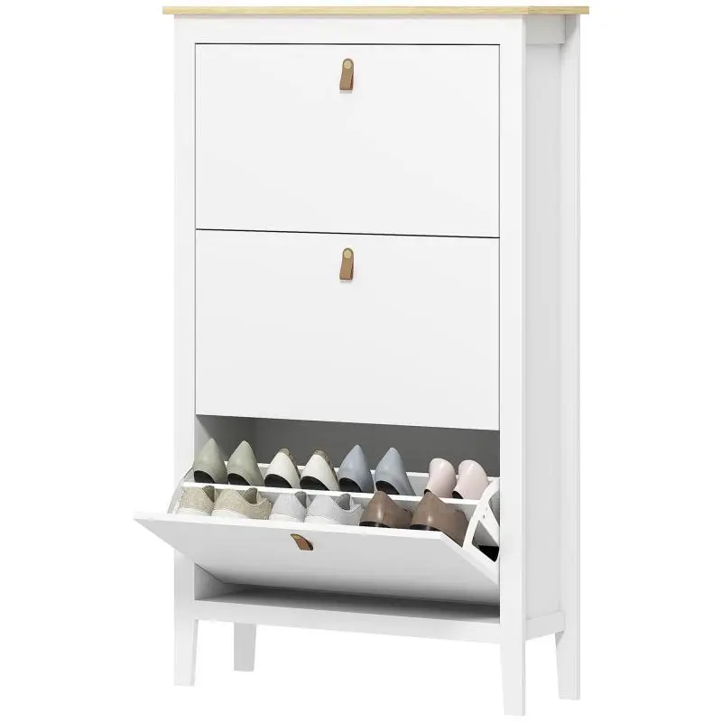 Shoe Cabinet with 3 Tilt-Out Drawers