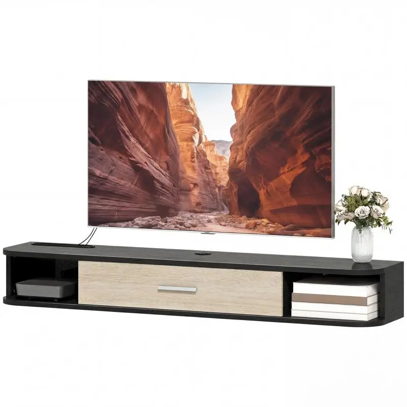 Wall-Mounted TV Unit, 120 cm, Black