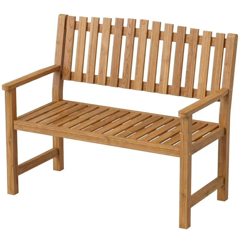 2-Seater Garden Bench with Armrests, 112 cm