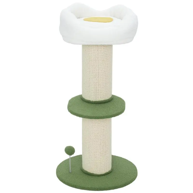 3-Tier Flower-Shaped Cat Tree, 45 x 92 cm, Green