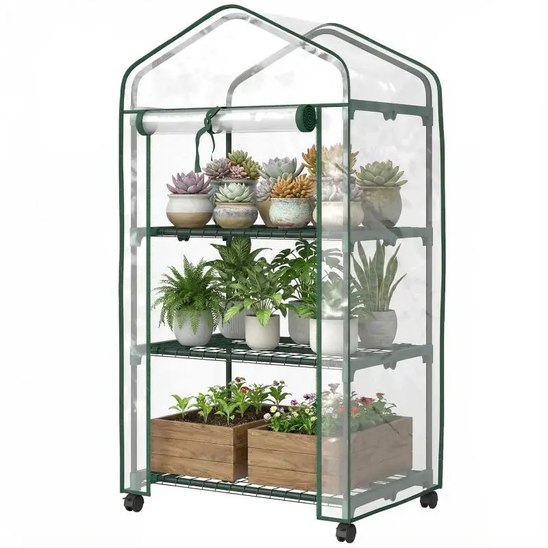 Mini Greenhouse with 3 Shelves, 69 x 49 x 130 cm