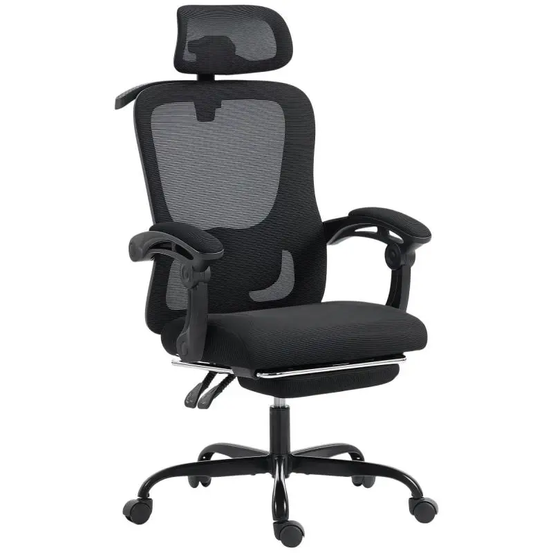 Ergonomic Office Chair with Footrest, Black