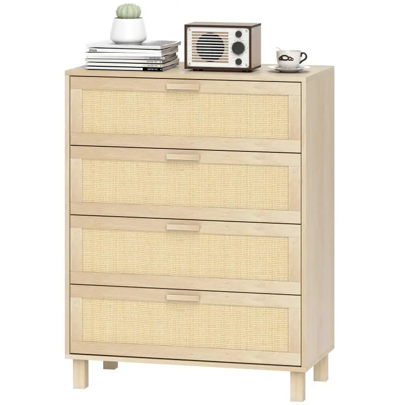 4-Drawer Chest with Rattan Fronts