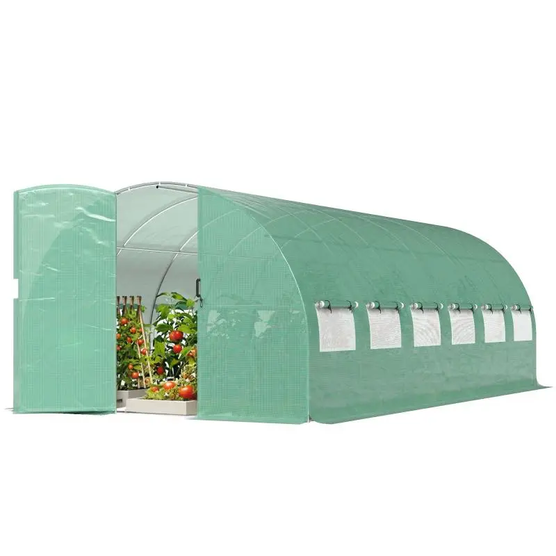Tunnel Greenhouse with 12 Windows, 597 × 295 × 200 cm