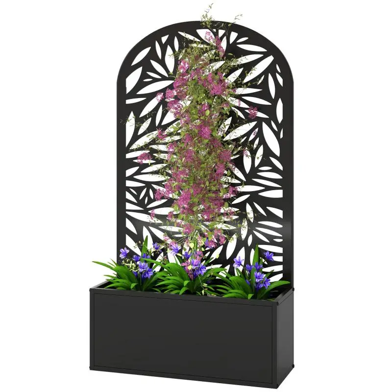 Metal Planter with Trellis, 61 × 23 × 113 cm