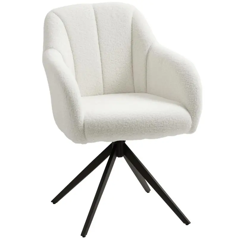 Swivel Lounge Chair with Steel Base, White