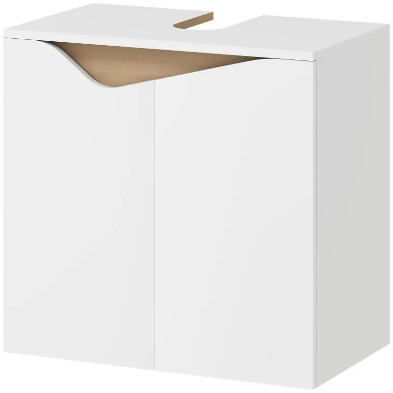 Under-Sink Bathroom Cabinet, 60 cm, White and Natural Wood