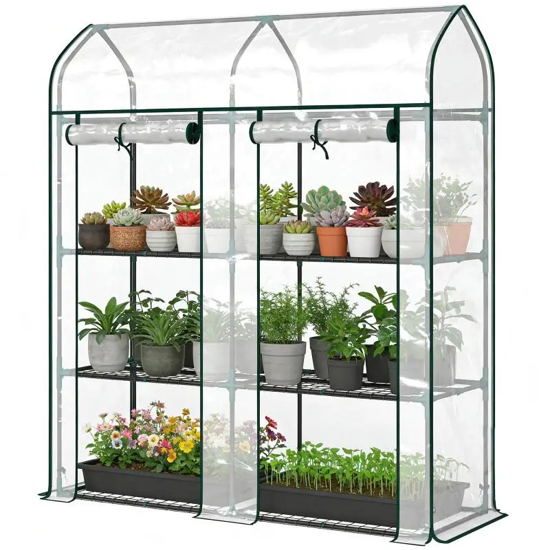 Small Balcony Greenhouse with 3 Shelves