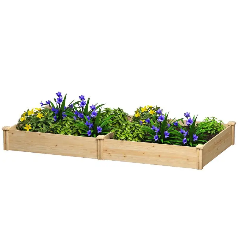 Raised Garden Bed with Divider, 235 x 121 cm