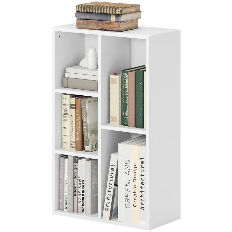 Storage Bookcase with 5 Compartments, 50 x 24 x 80 cm