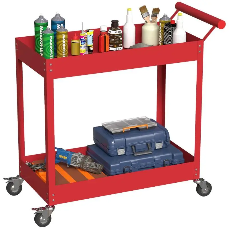 Workshop Trolley with 2 Tiers, 84.5 cm, Red