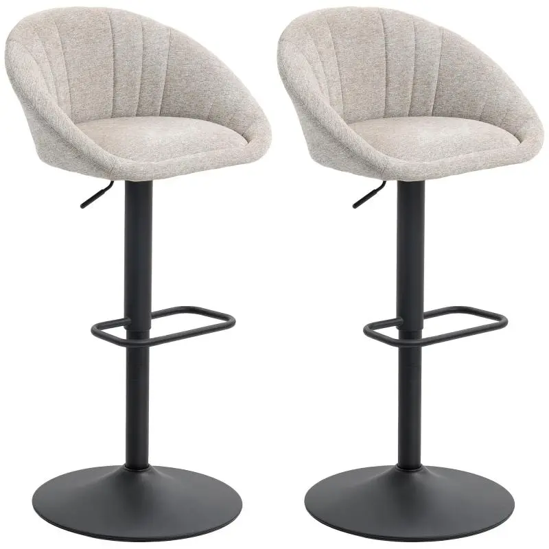 Set of 2 Adjustable Bar Stools with Backrest