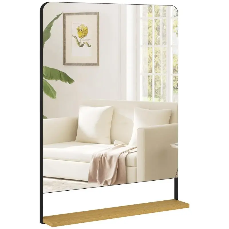 Wall Mirror with Shelf, 80 × 60 cm
