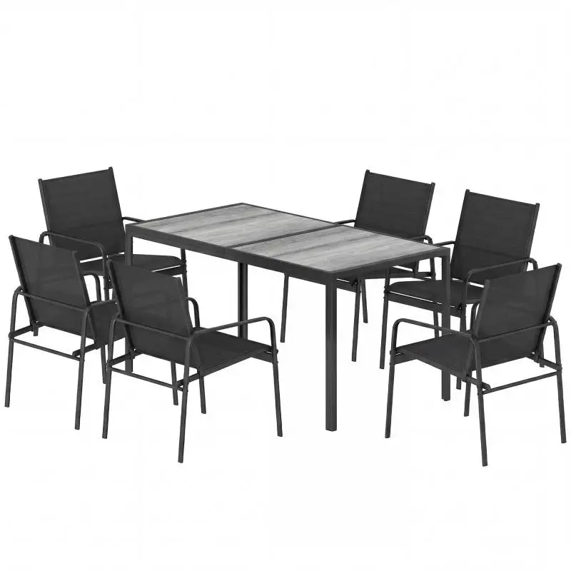 7-Piece Outdoor Dining Set with Mesh Chairs