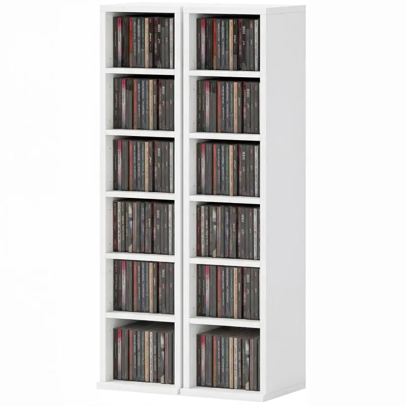 Set of 2 CD/DVD Storage Towers, 12 Compartments
