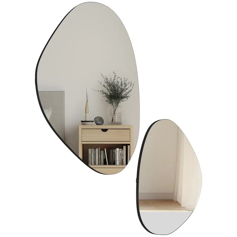 Set of 2 Wall Mirrors, Pebble Shape