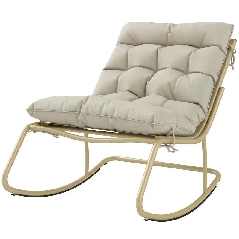 Outdoor Rocking Chair with Cushion, Beige