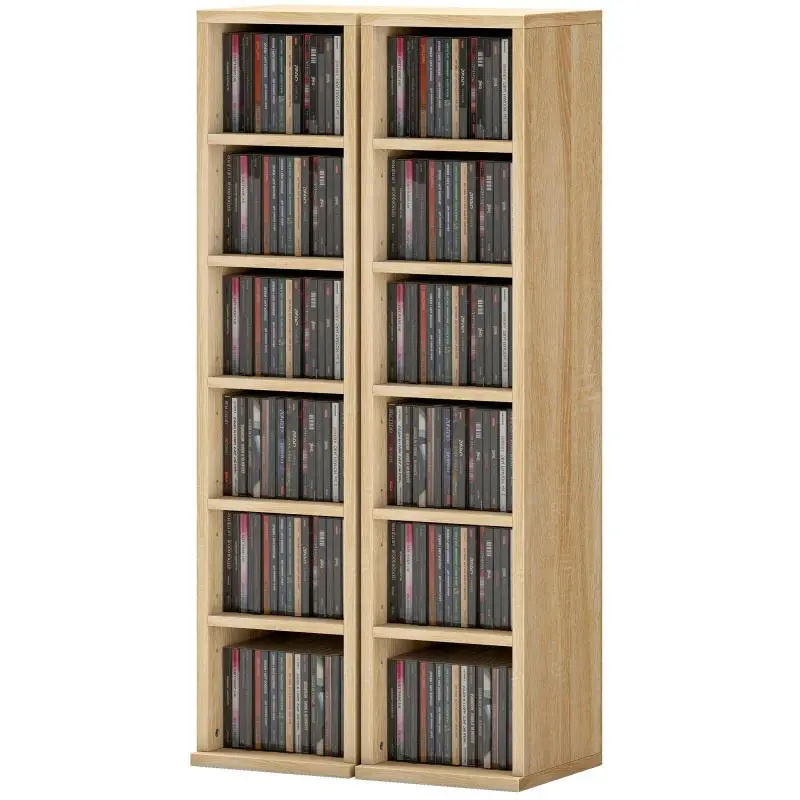 Set of 2 Tall CD/DVD Storage Units, Oak