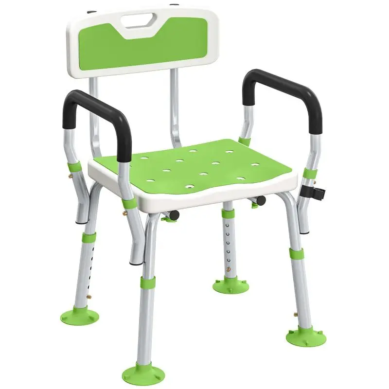 Height-Adjustable Shower Stool with Armrests