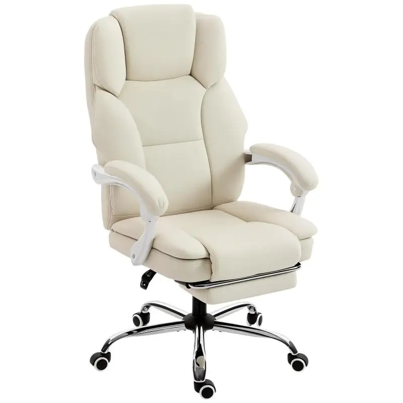 Ergonomic Office Chair with Footrest, Beige