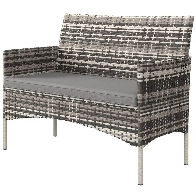 2-Seater Garden Sofa with Cushions, Light Grey