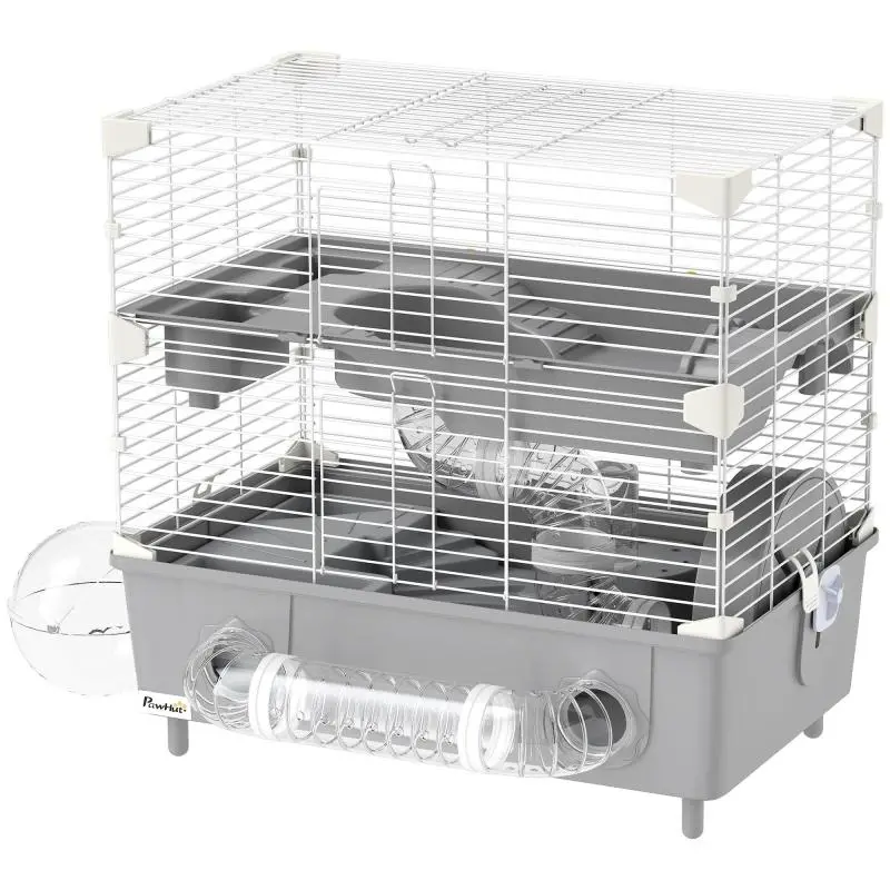 2-Level Hamster Cage with Wheel and Sand Bath
