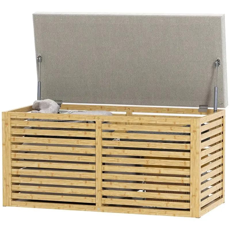 Storage Bench with Bamboo Lid, 90 cm