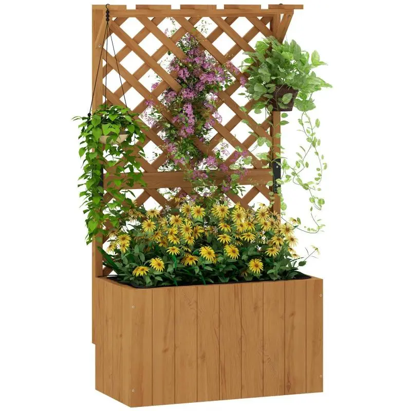 Raised Planter with Trellis, 64 × 33 × 122 cm
