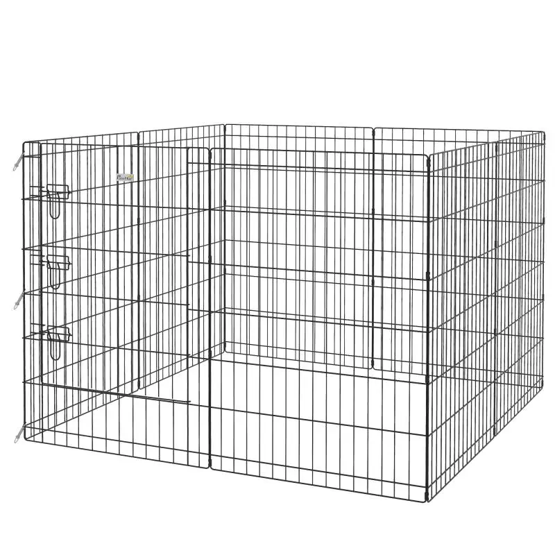 Modular Dog Playpen, 8 Panels, Black