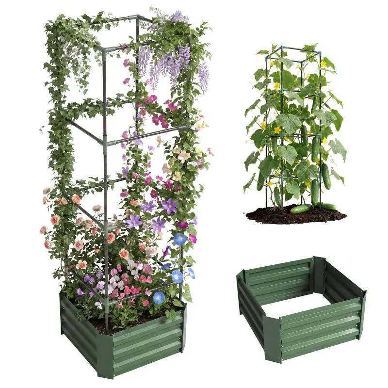 Planter with Adjustable Trellis, 61 x 61 x 187 cm