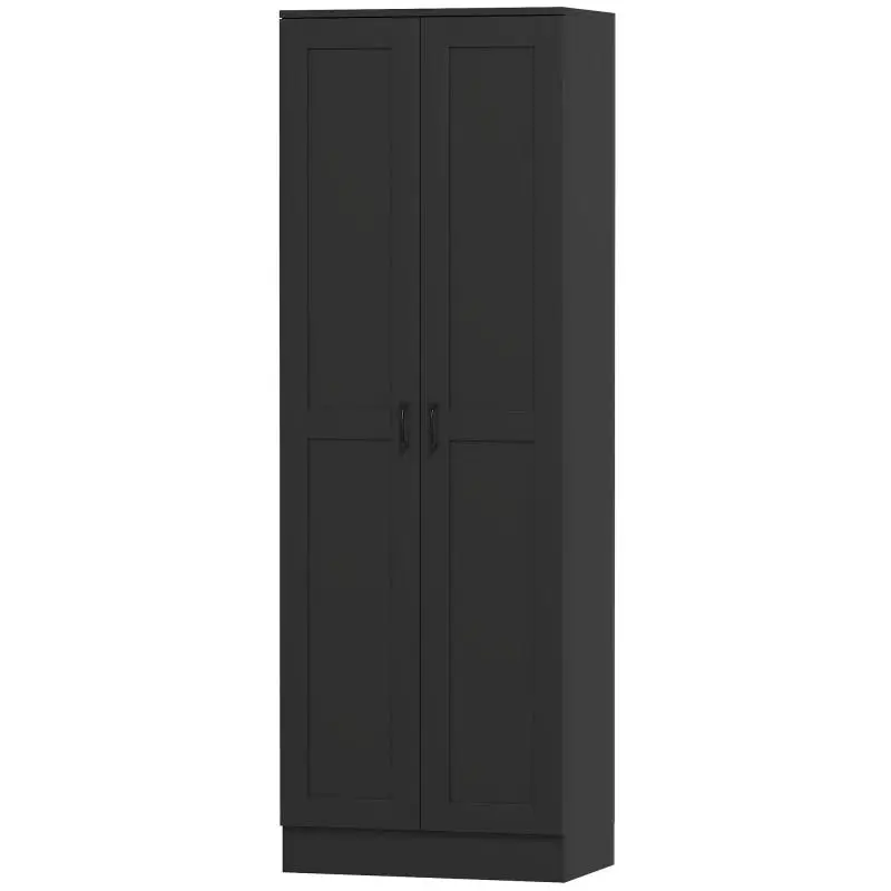 2-Door Storage Cabinet with 5 Shelves, Black