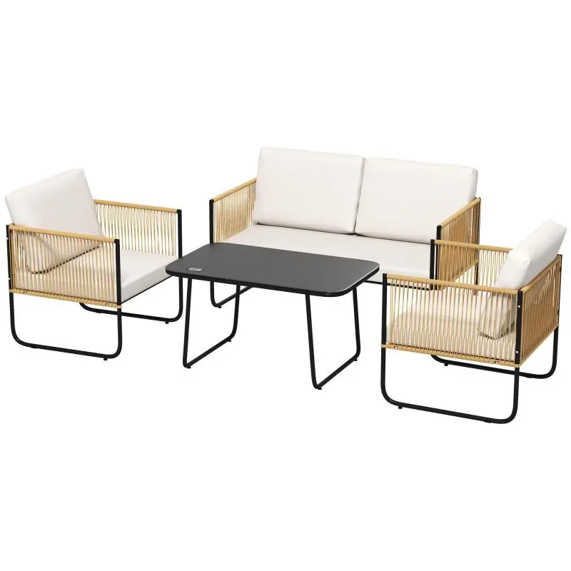 4-Piece Garden Furniture Set, Cream