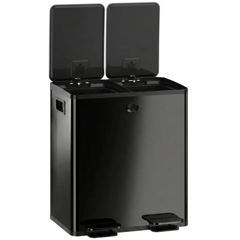 2-Compartment Kitchen Bin, 2 x 20 L, Black