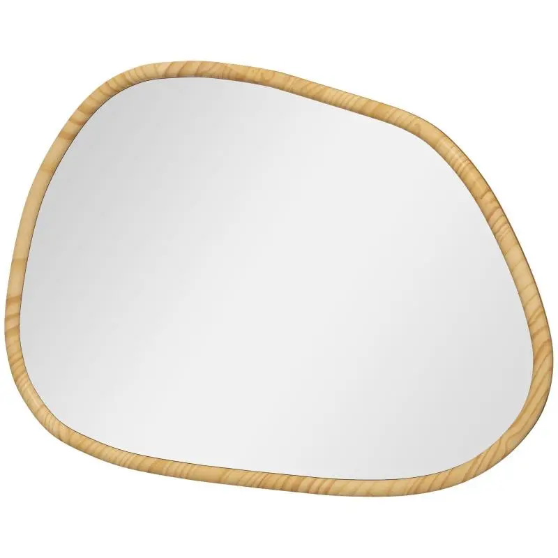 Wall Mirror, 70 × 50 cm, Natural Wood Finish
