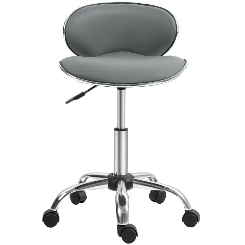Swivel Work Stool with Backrest, Grey