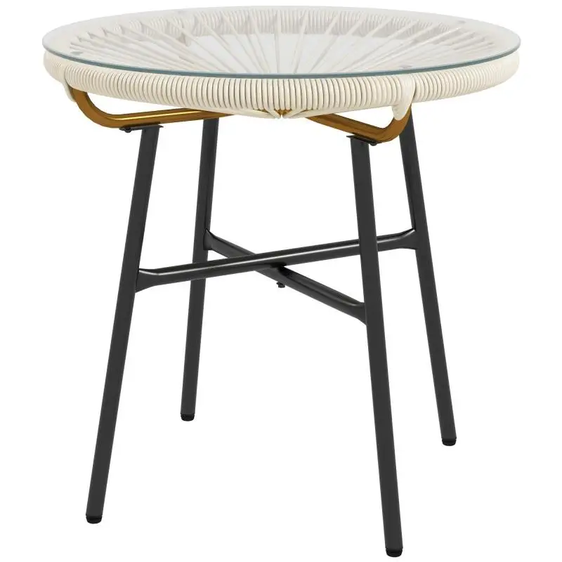 Round Garden Coffee Table, 50 cm, Cream