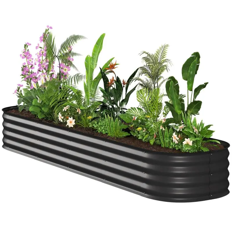 Modular Steel Raised Garden Bed, 240 x 62 x 30 cm