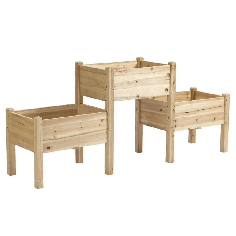 Raised 3-Box Garden Planter, 184 × 45 × 80 cm