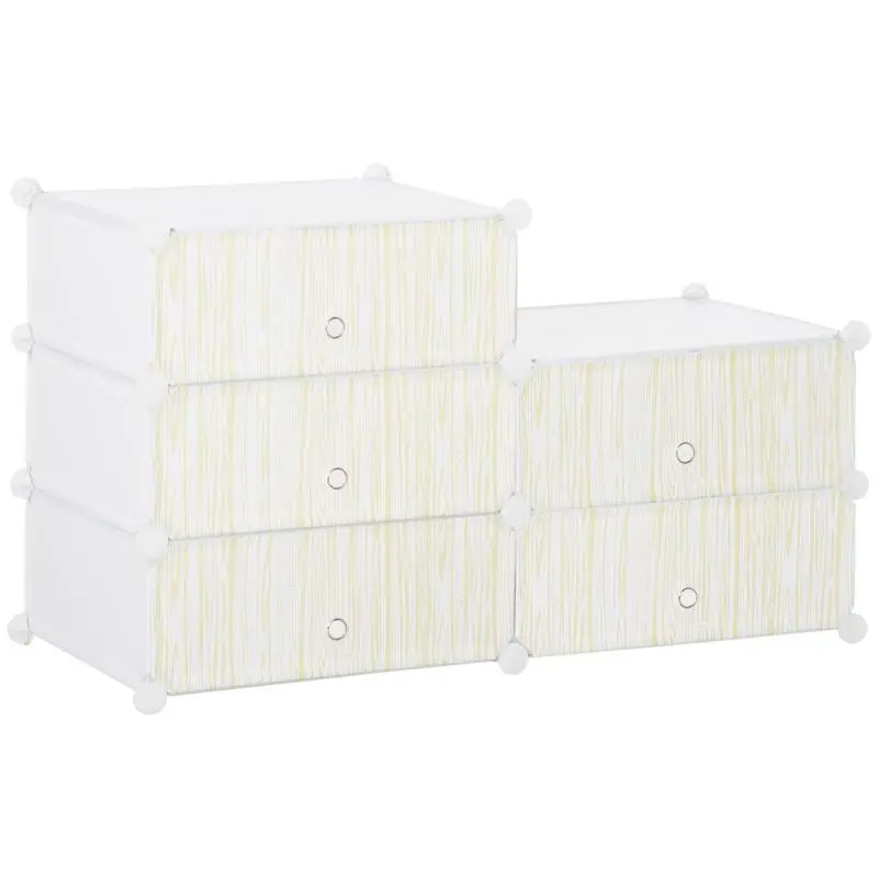 Modular Shoe Cabinet with 6 Stackable Cubes, White