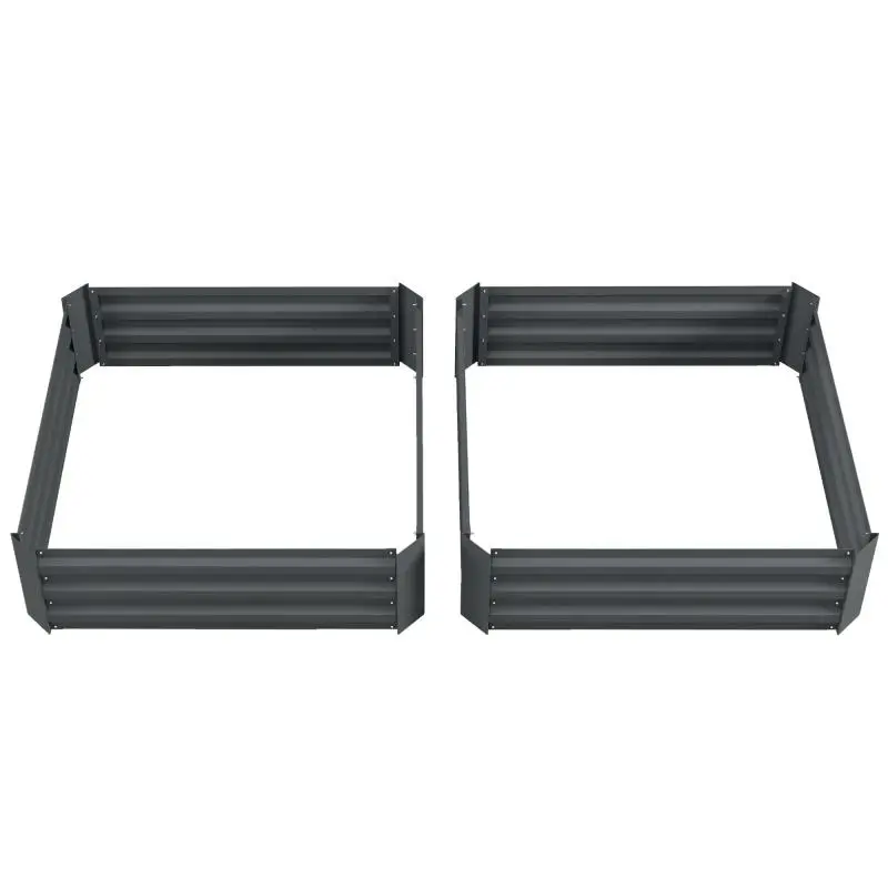 Set of 2 Raised Garden Beds, 100 cm, Dark Grey