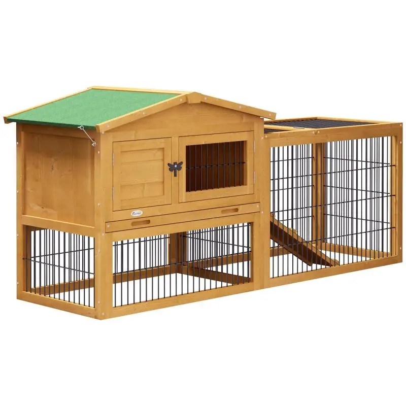 Wooden Rabbit Hutch with Run, 150 cm