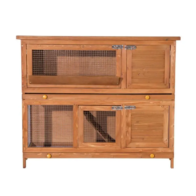 Wood Rabbit Hutch with 2 Levels