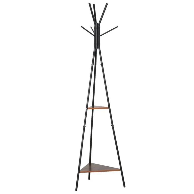 Coat Rack with 6 Hooks and 2 Shelves