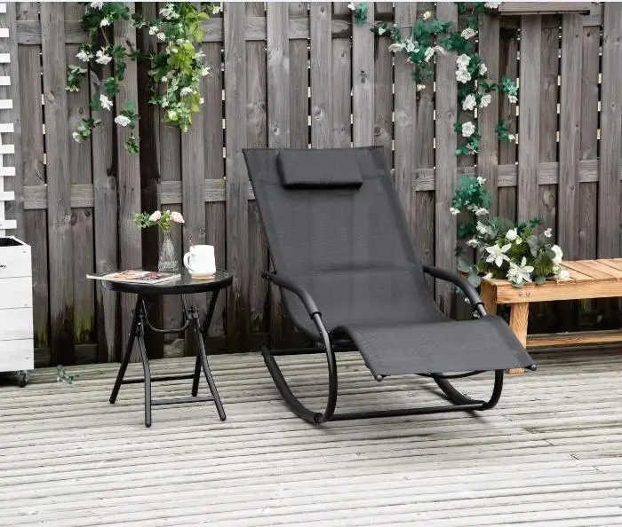 Rocking Lounger with Headrest, 62 cm